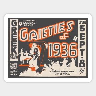 Gaieties of 1936 Vintage Musical Revue Poster Magnet